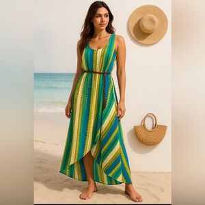Calvin Klein Resort Maxi Dress Boho Chic Coastal Vibes Beach Vacation Style